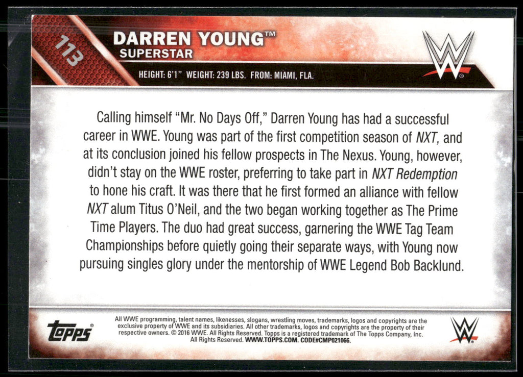 2016 Topps WWE Then Now Forever #113 Darren Young