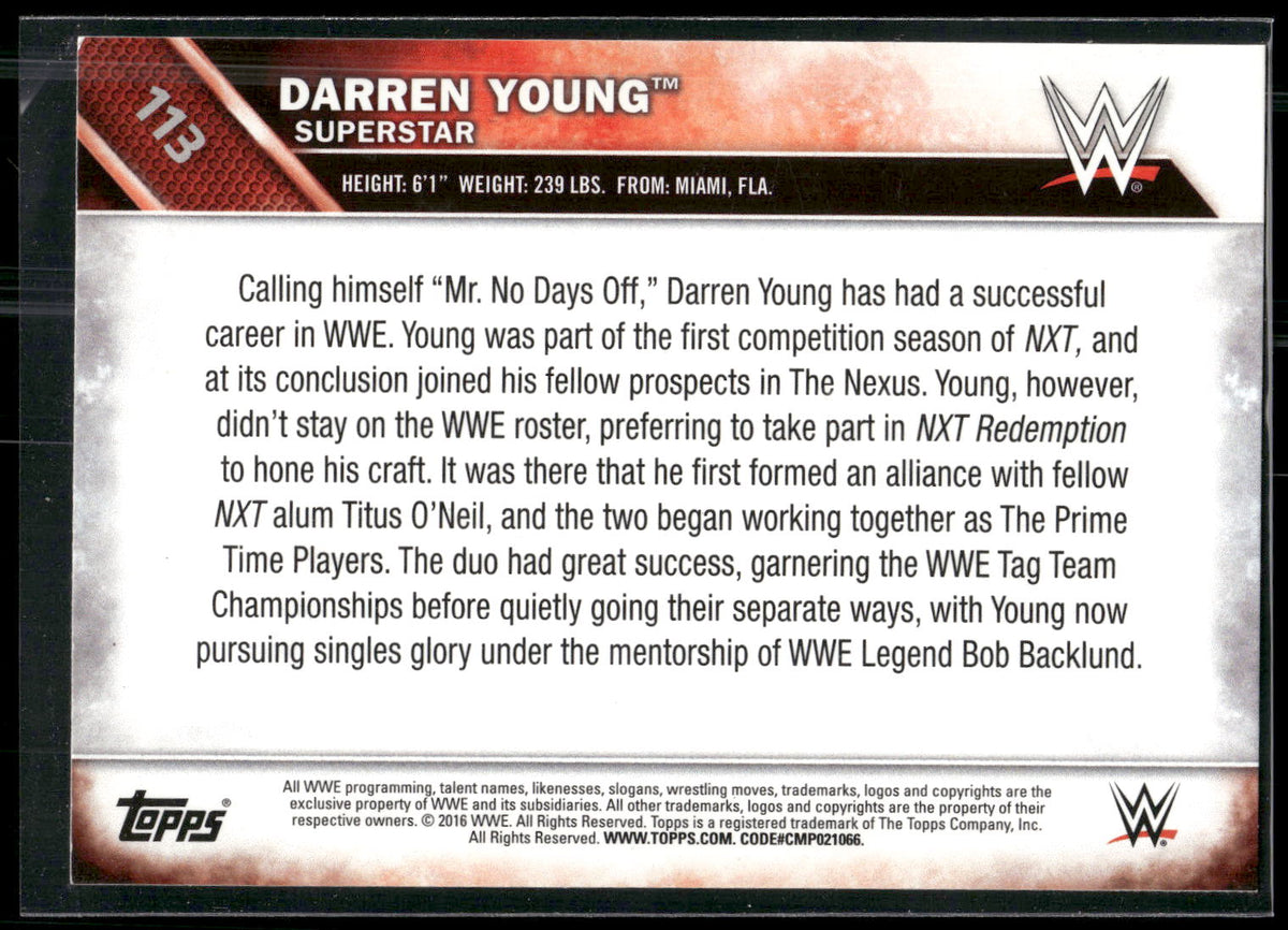 2016 Topps WWE Then Now Forever #113 Darren Young