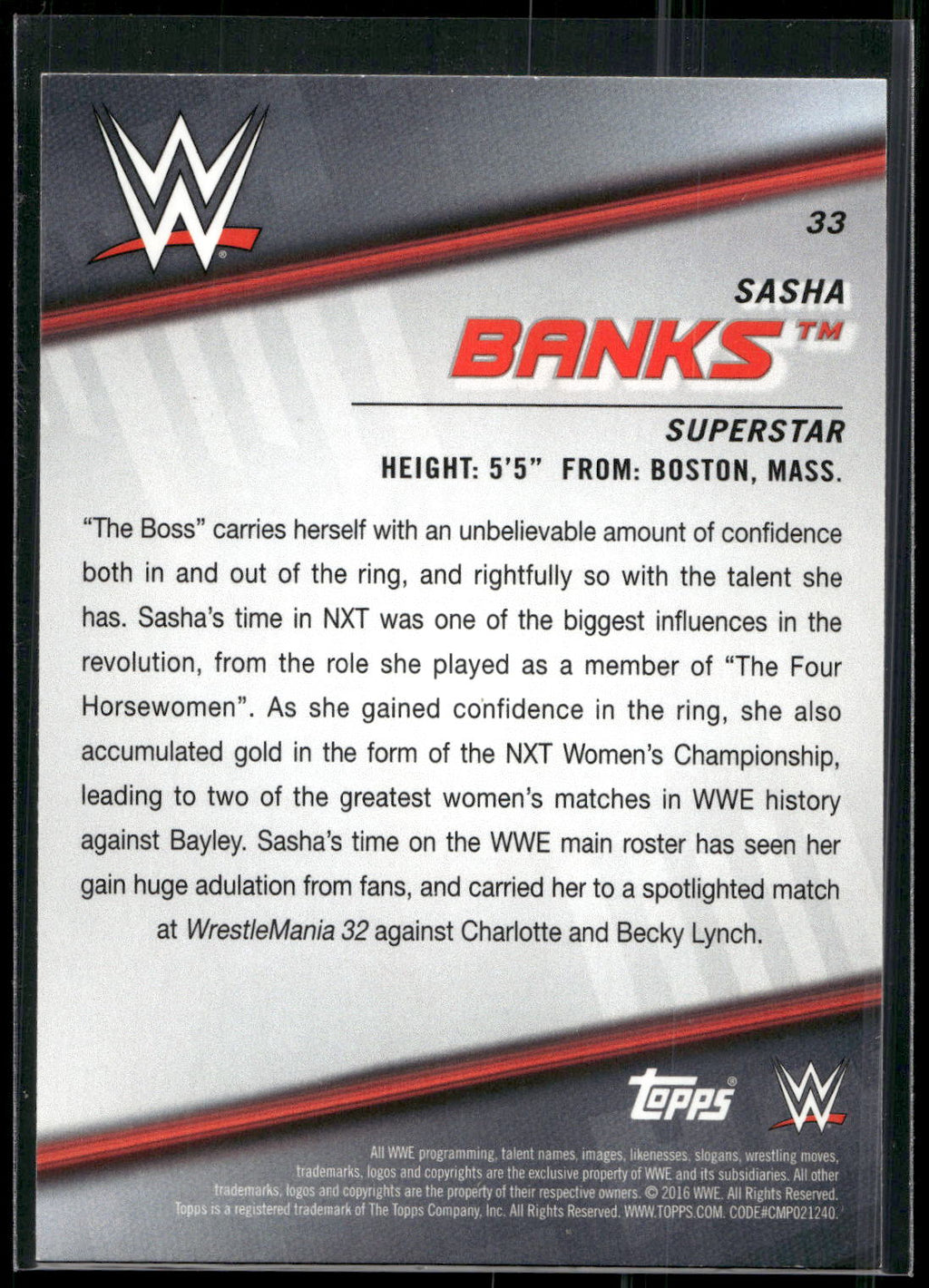 2016 Topps WWE Divas Revolution #33 Sasha Banks