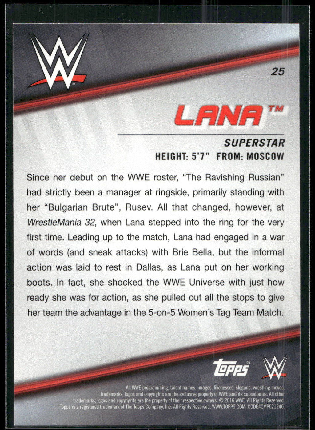 2016 Topps WWE Divas Revolution #25 Lana