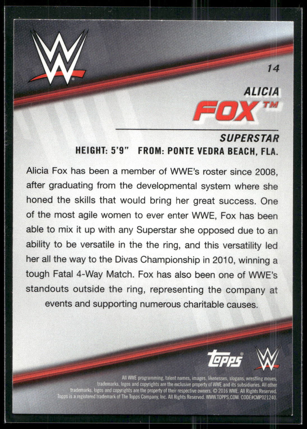 2016 Topps WWE Divas Revolution #14 Alicia Fox