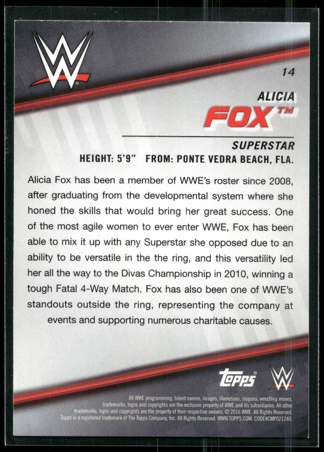 2016 Topps WWE Divas Revolution #14 Alicia Fox