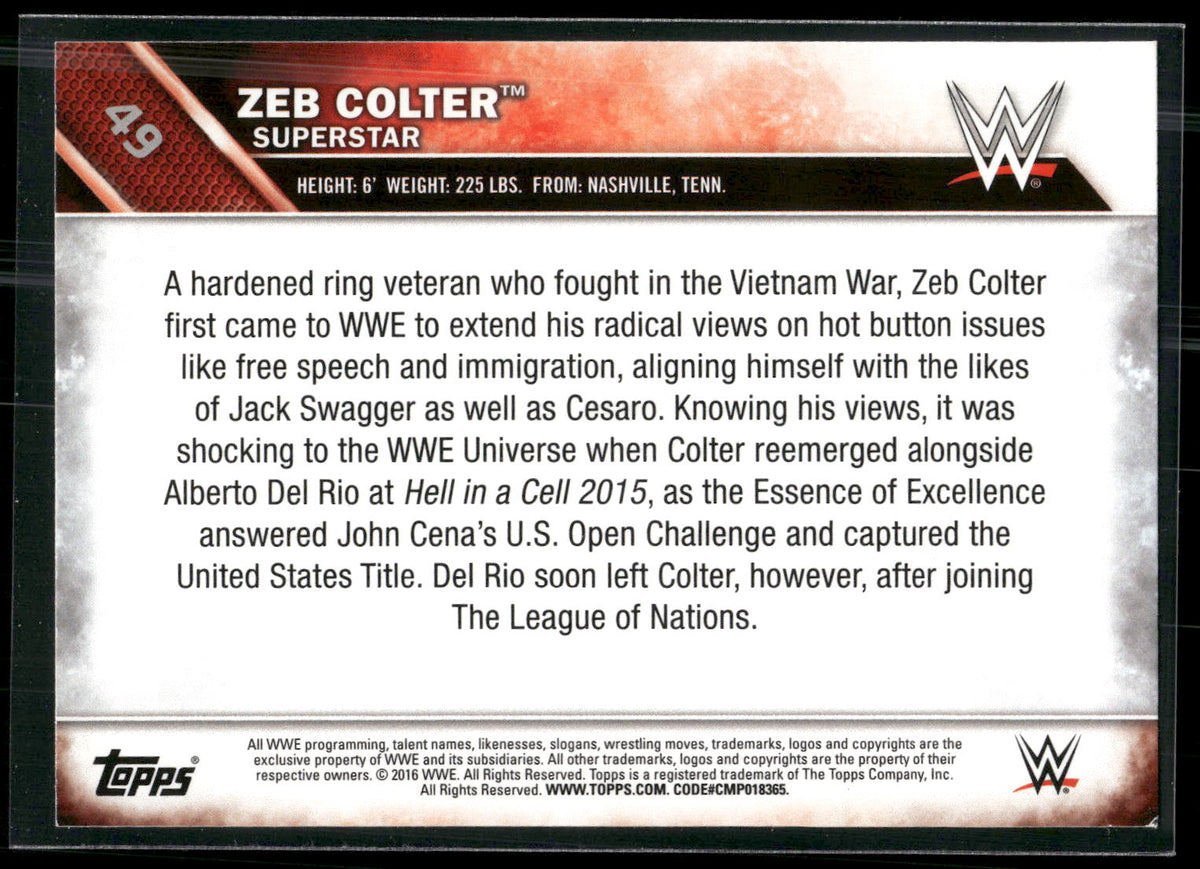 2016 Topps WWE #49 Zeb Colter