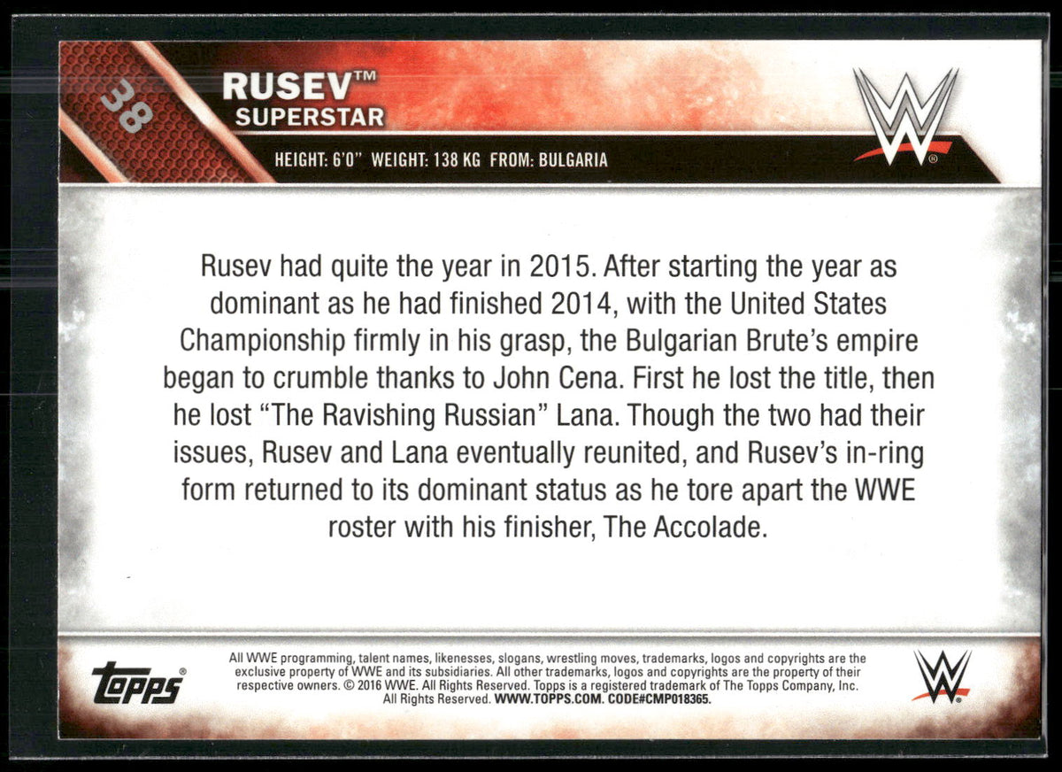 2016 Topps WWE #38 Rusev