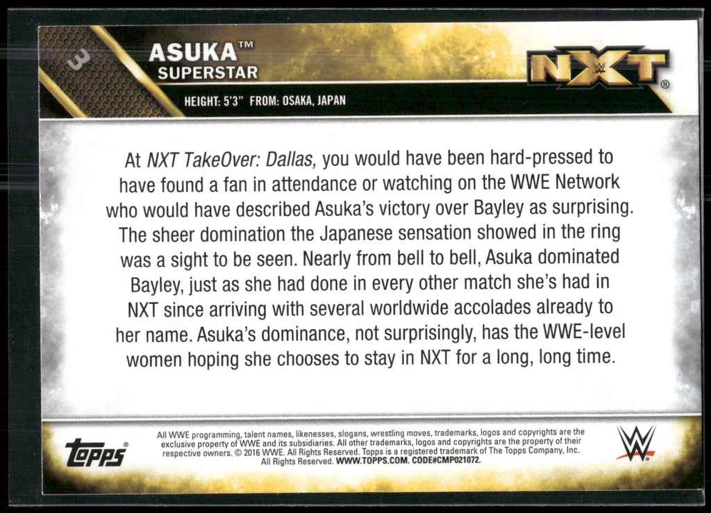 2016 Topps WWE Then Now Forever #3 Asuka NXT Prospects
