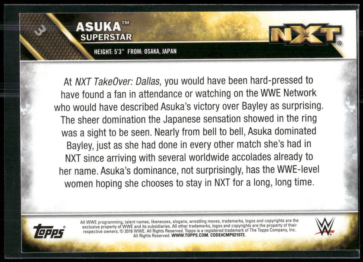 2016 Topps WWE Then Now Forever #3 Asuka NXT Prospects
