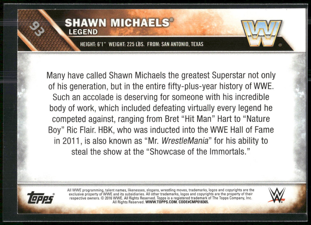 2016 Topps WWE #93 Shawn Michaels