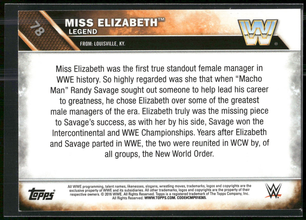 2016 Topps WWE #78 Miss Elizabeth