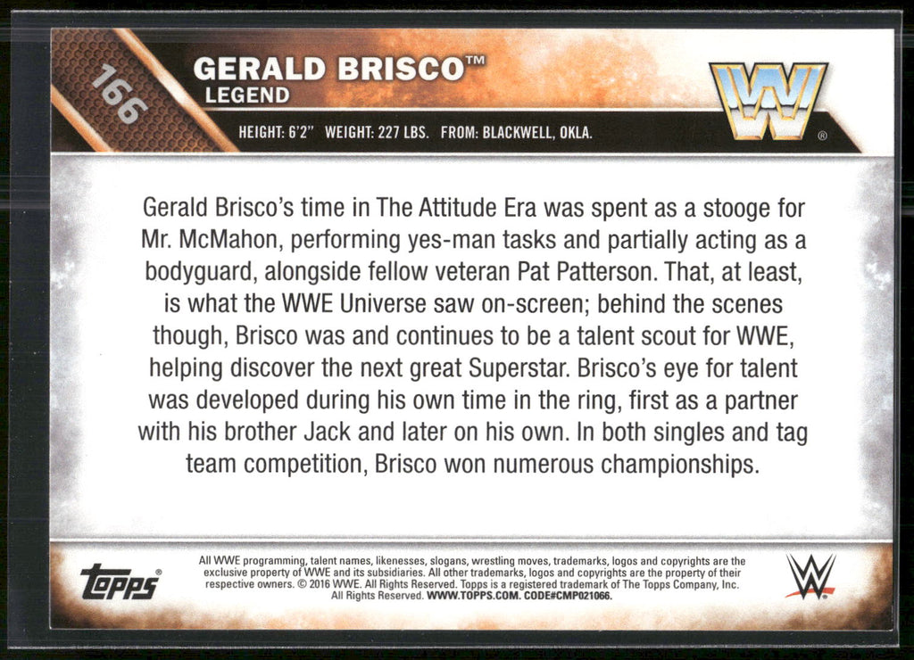 2016 Topps WWE Then Now Forever #166 Gerald Brisco