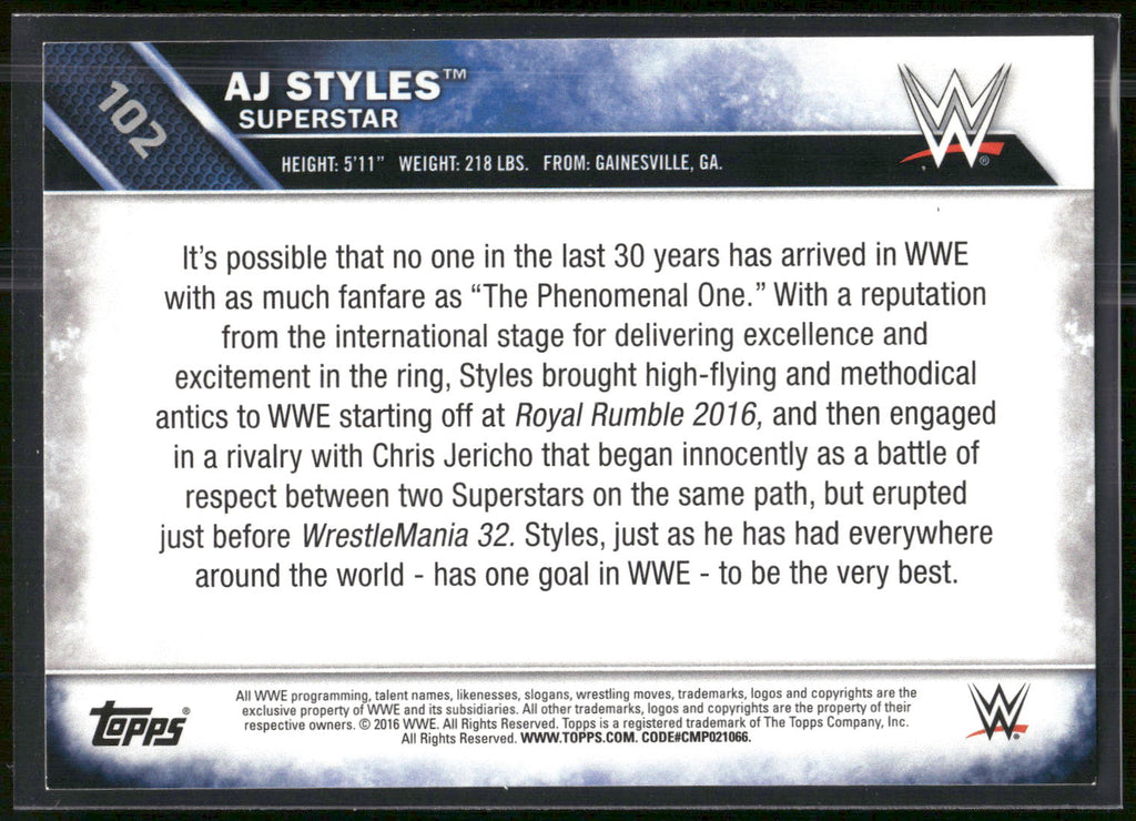 2016 Topps WWE Then Now Forever #102 AJ Styles