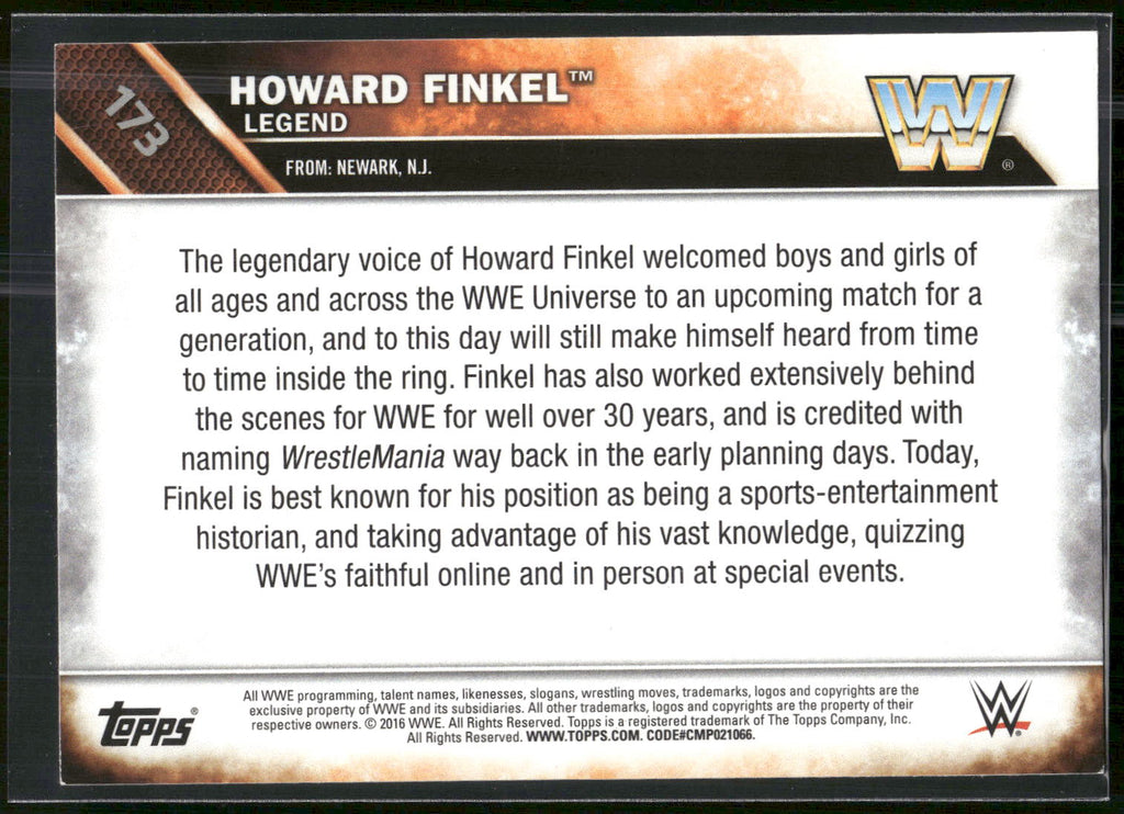 2016 Topps WWE Then Now Forever #173 Howard Finkel
