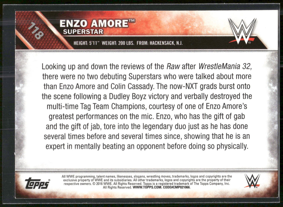 2016 Topps WWE Then Now Forever #118 Enzo Amore