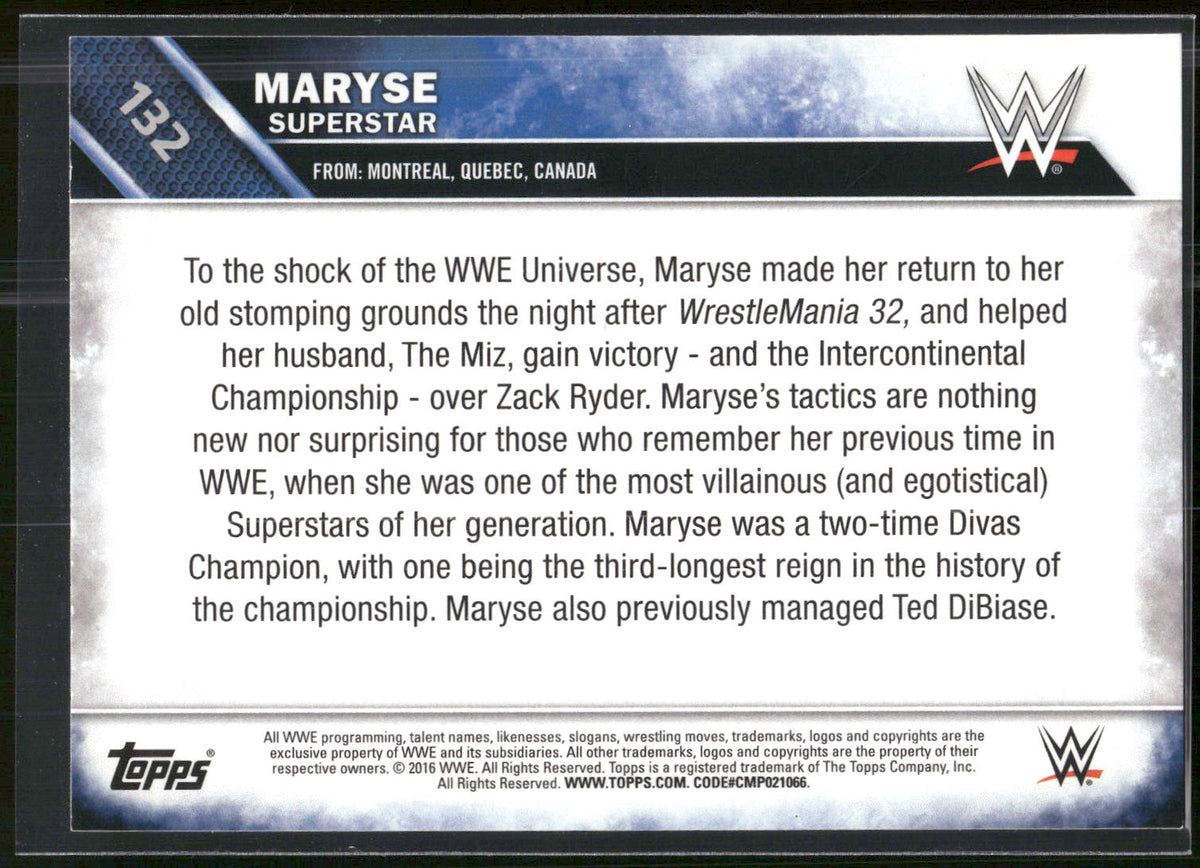 2016 Topps WWE Then Now Forever #132 Maryse