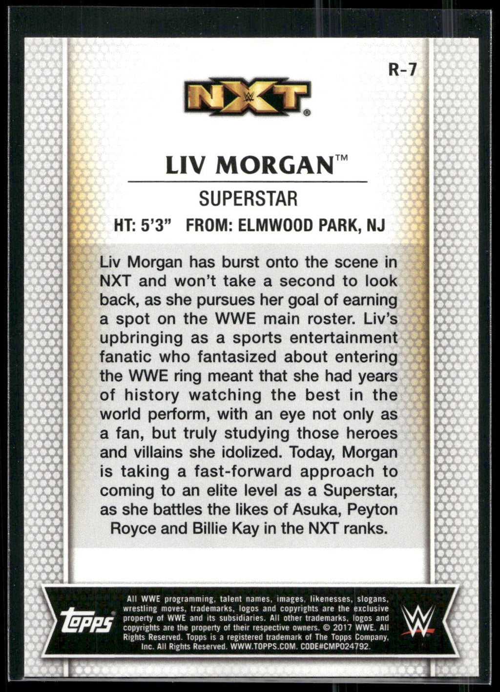 2017 Topps WWE Women's Division #R-7 Liv Morgan