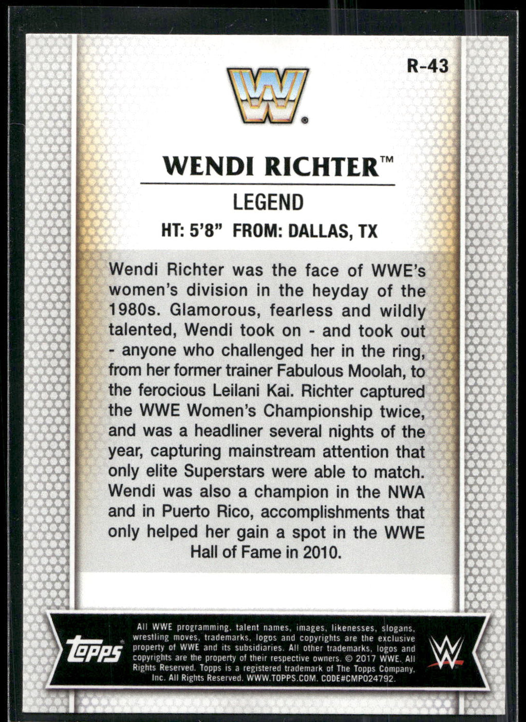 2017 Topps WWE Women's Division #R-43 Wendi Richter