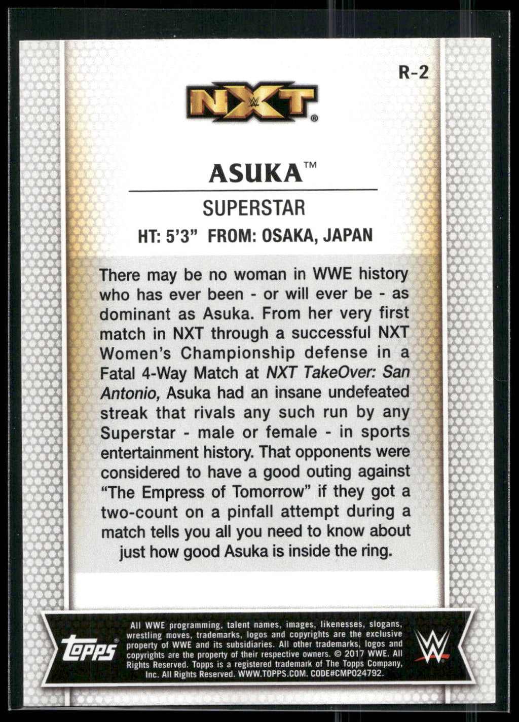 2017 Topps WWE Women's Division #R-2 Asuka