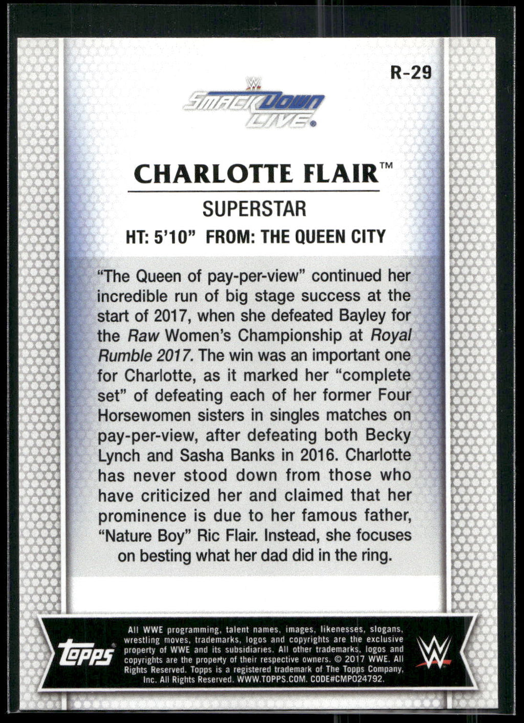 2017 Topps WWE Women's Division #R-29 Charlotte Flair