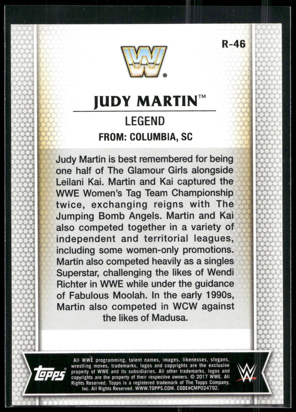 2017 Topps WWE Women's Division #R-46 Judy Martin