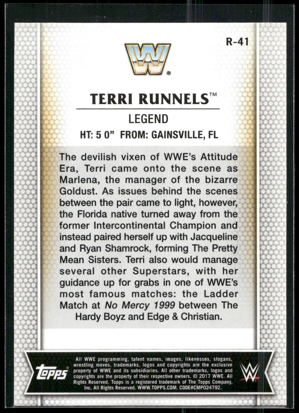 2017 Topps WWE Women's Division #R-41 Terri Runnels