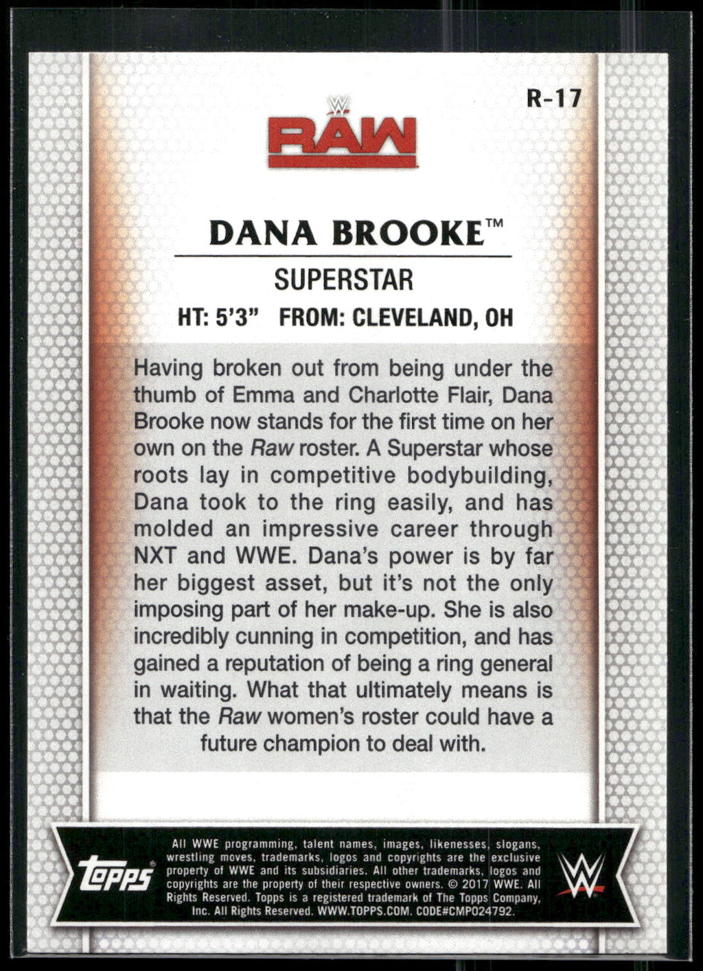 2017 Topps WWE Women's Division #R-17 Dana Brooke