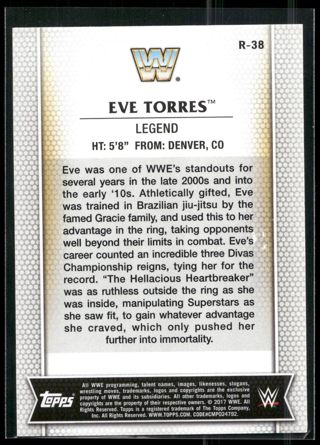2017 Topps WWE Women's Division #R-38 Eve Torres