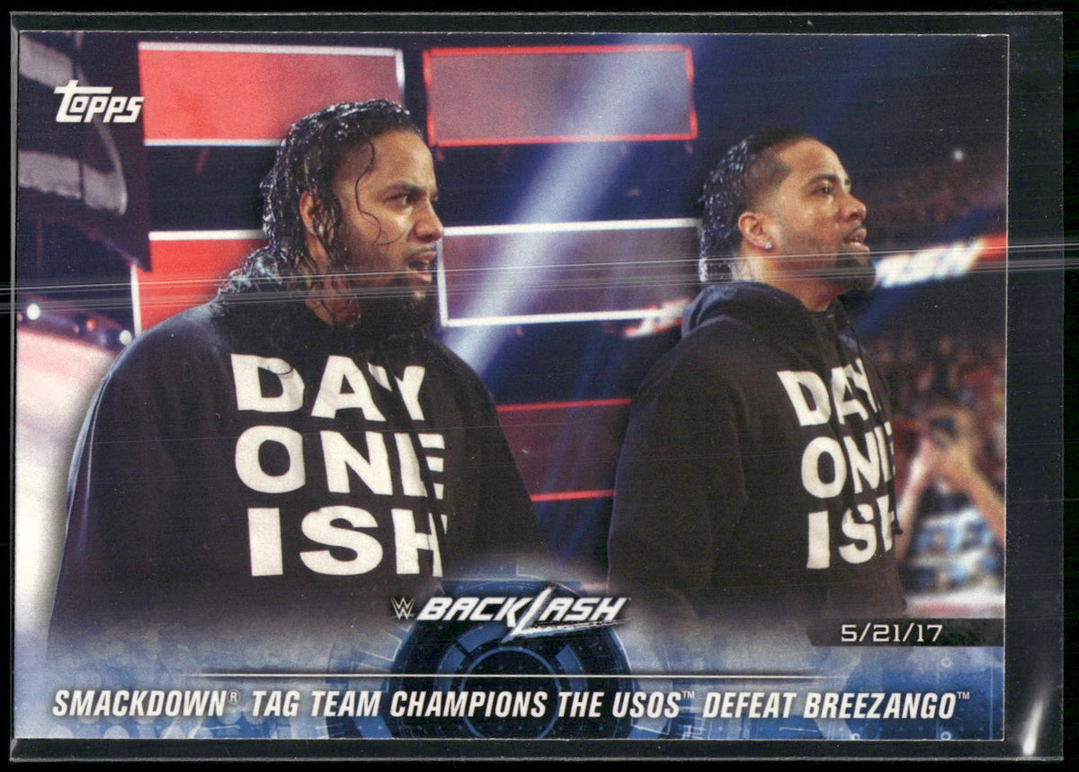 2018 Topps WWE Road To Wrestlemania #88 The Usos Defeat Breezango - Backlash