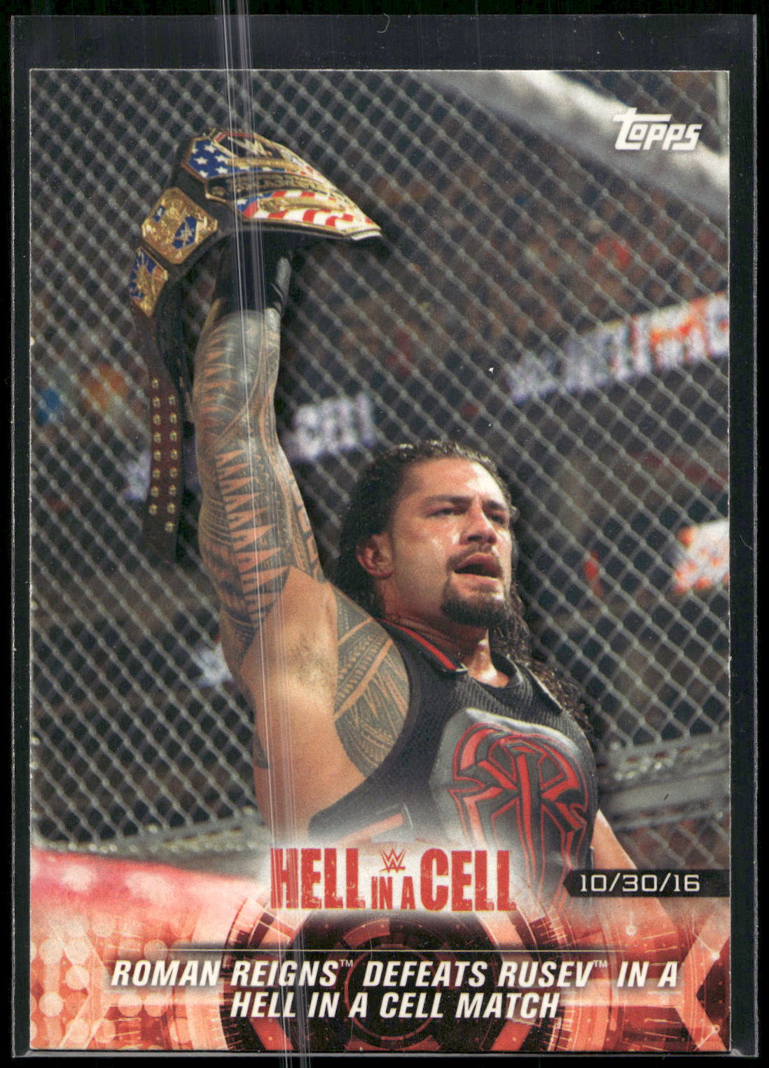 2018 Topps WWE Road To Wrestlemania #5 Roman Reigns Defeats Rusev