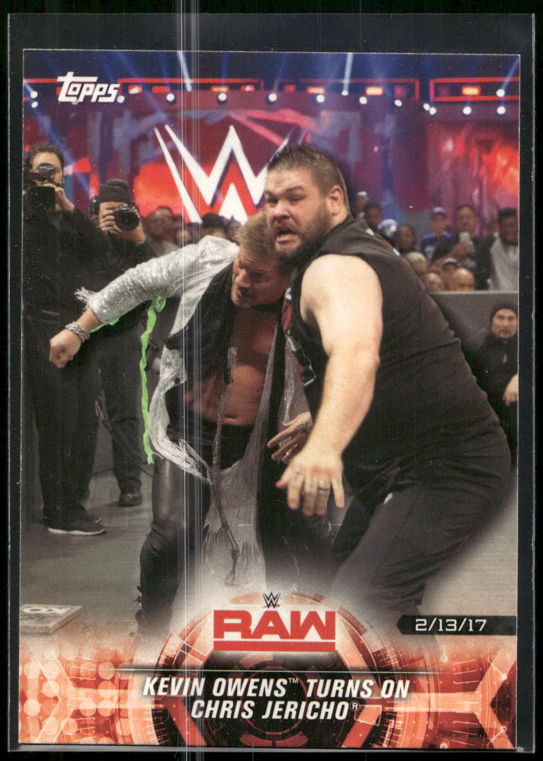 2018 Topps WWE Road To Wrestlemania #14 Kevin Owens Turns on Chris Jericho - Raw
