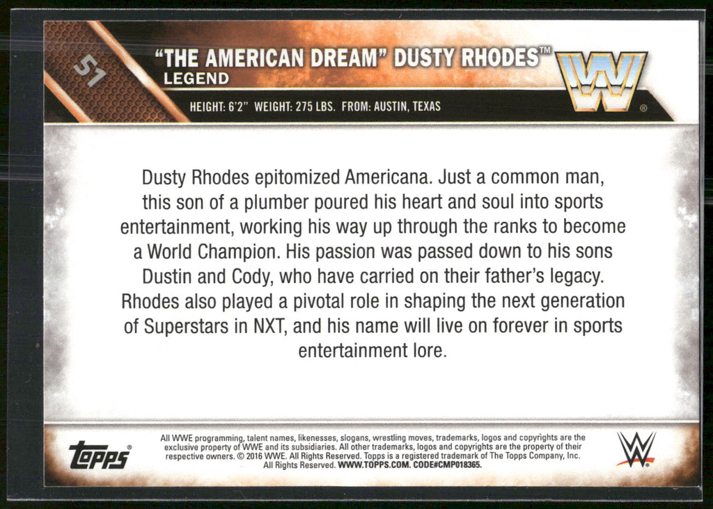2016 Topps WWE #51 "The American Dream" Dusty Rhodes