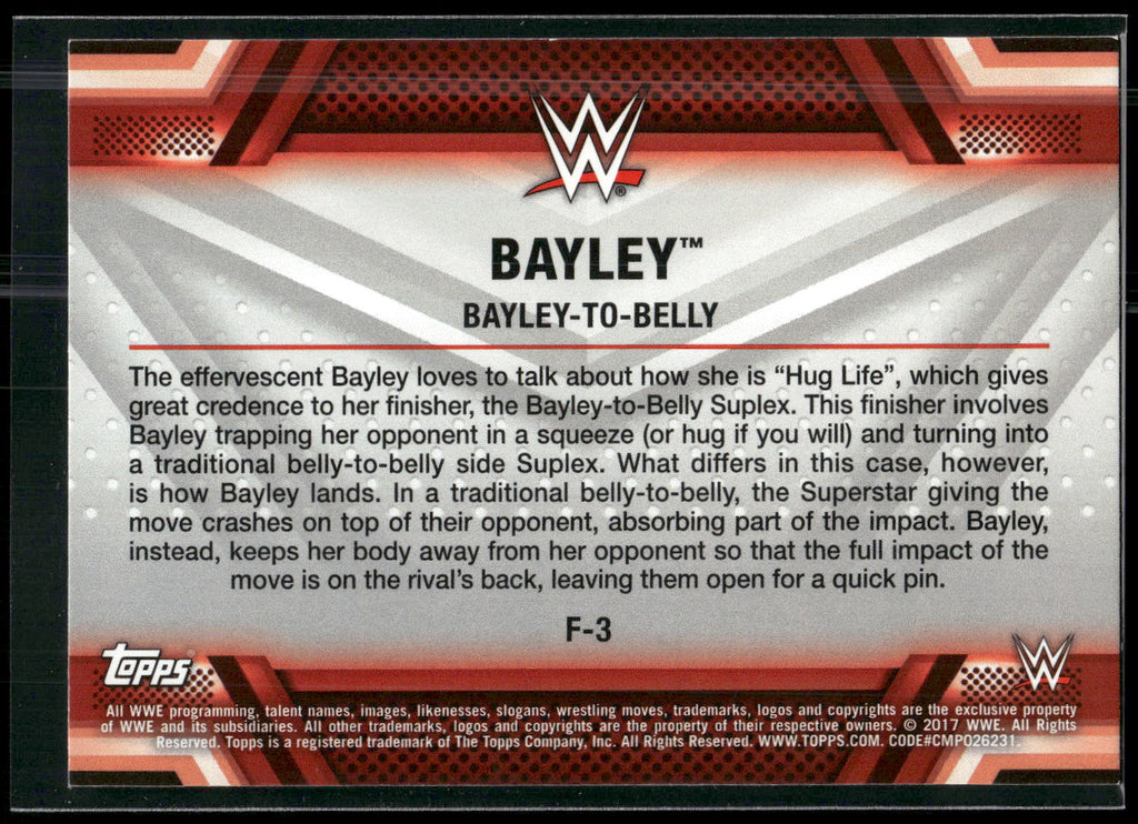 2017 Topps WWE Women's Division #F-3 Bayley Finishers and Signature Moves