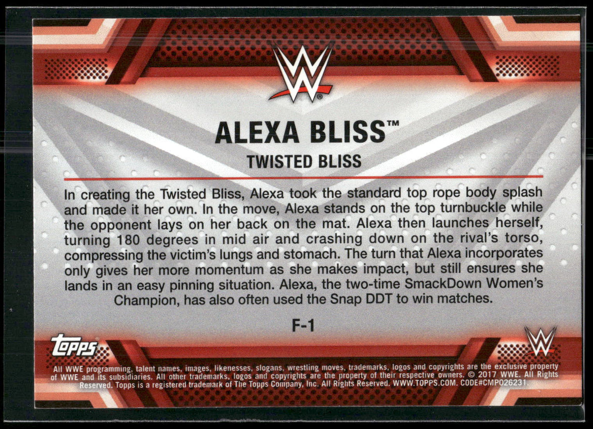 2017 Topps WWE Women's Division #F-1 Alexa Bliss Finishers and Signature Moves