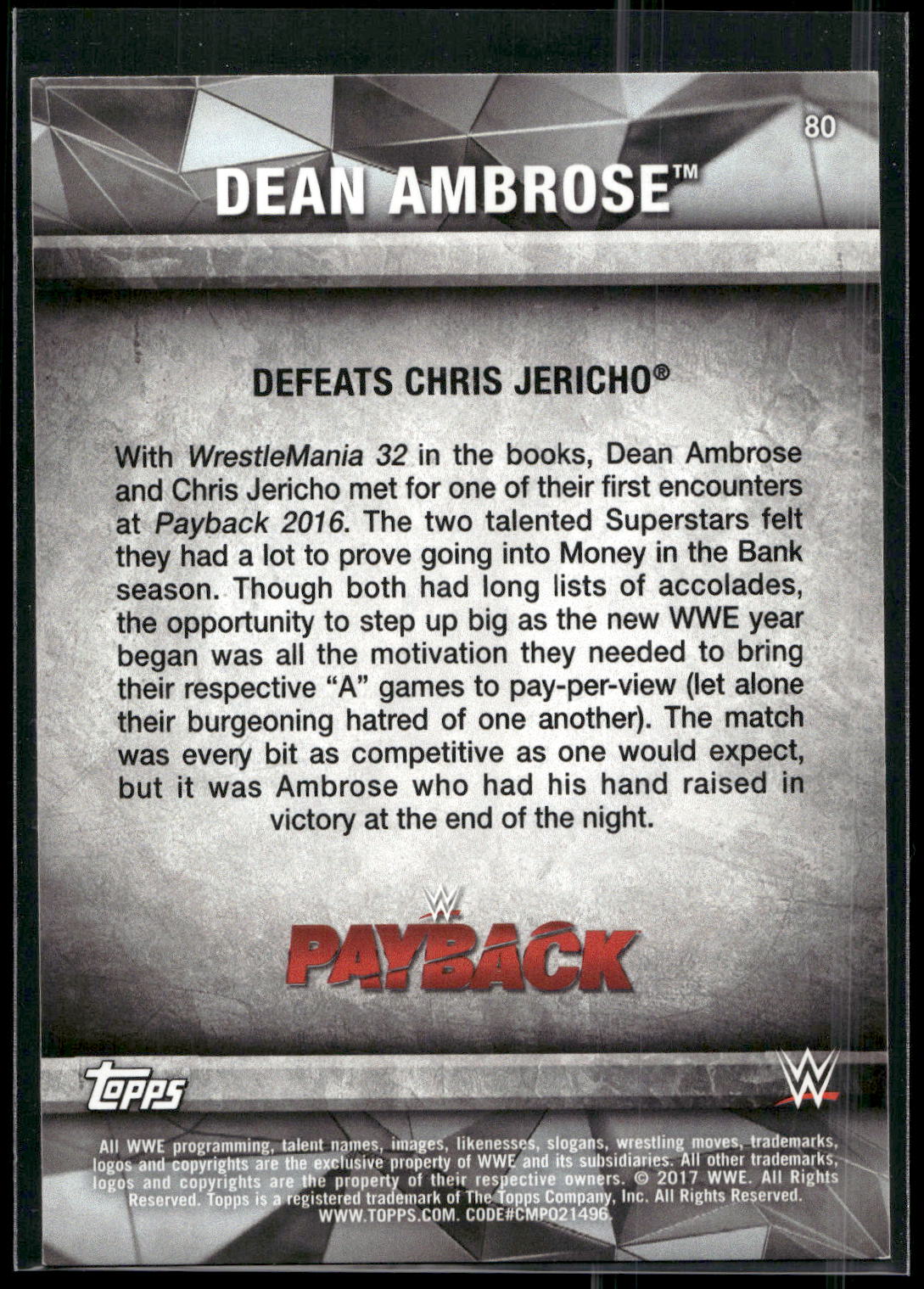 2017 Topps WWE Road To Wrestlemania #80 Dean Ambrose