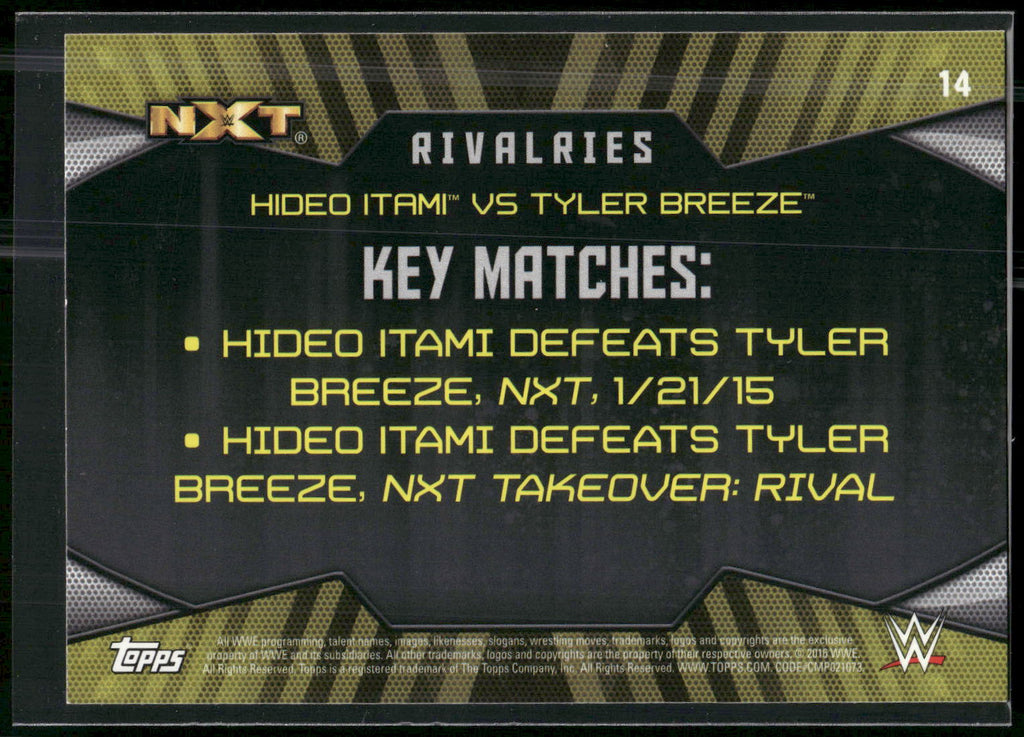 2016 Topps WWE Then Now Forever #14 Tyler Breeze / Hideo Itami Rivalries NXT
