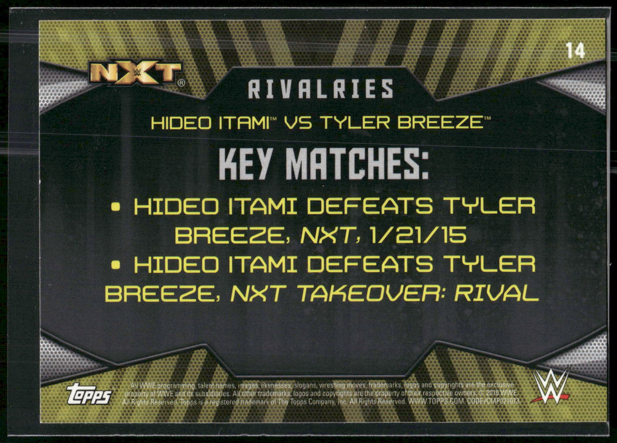 2016 Topps WWE Then Now Forever #14 Tyler Breeze / Hideo Itami Rivalries NXT