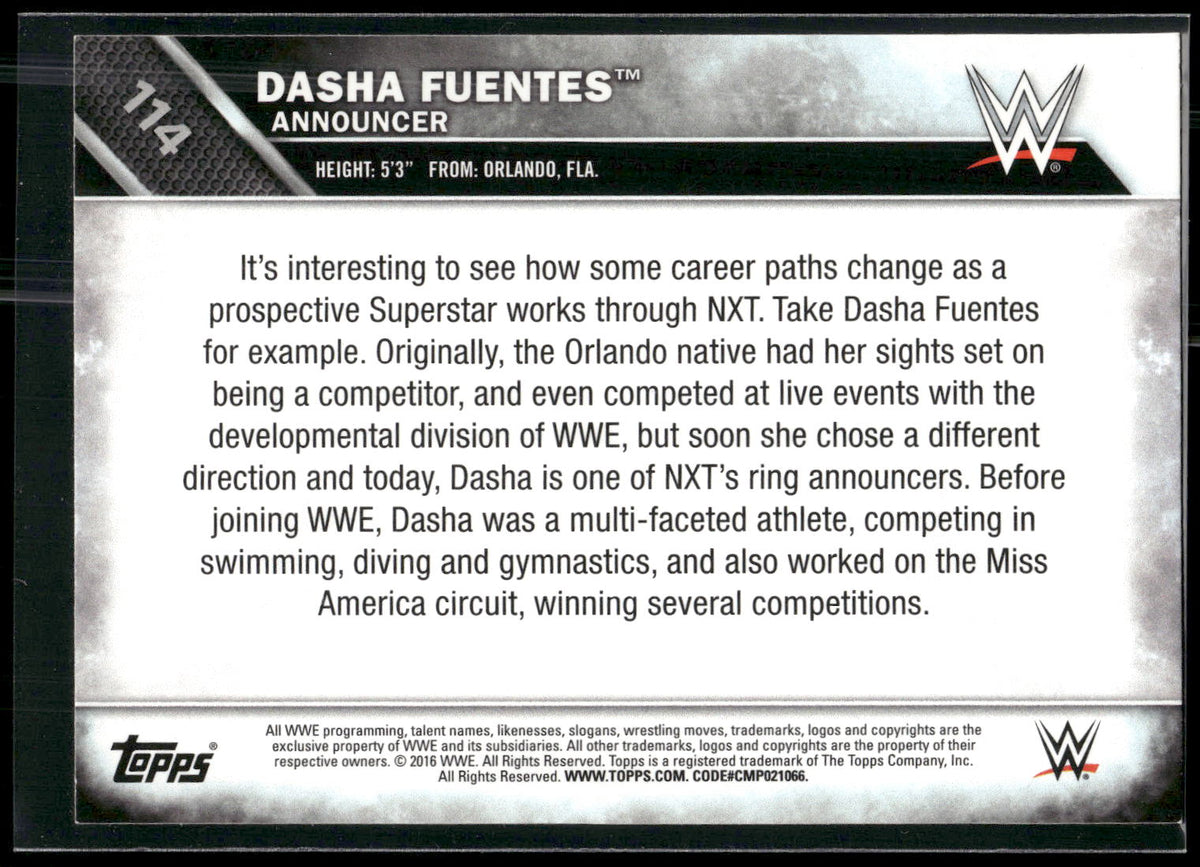 2016 Topps WWE Then Now Forever #114 Dasha Fuentes