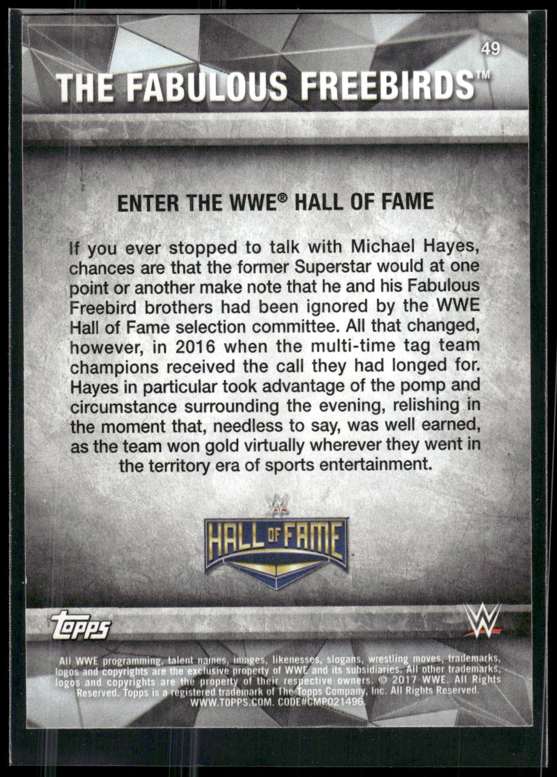 2017 Topps WWE Road To Wrestlemania #49 The Fabulous Freebirds