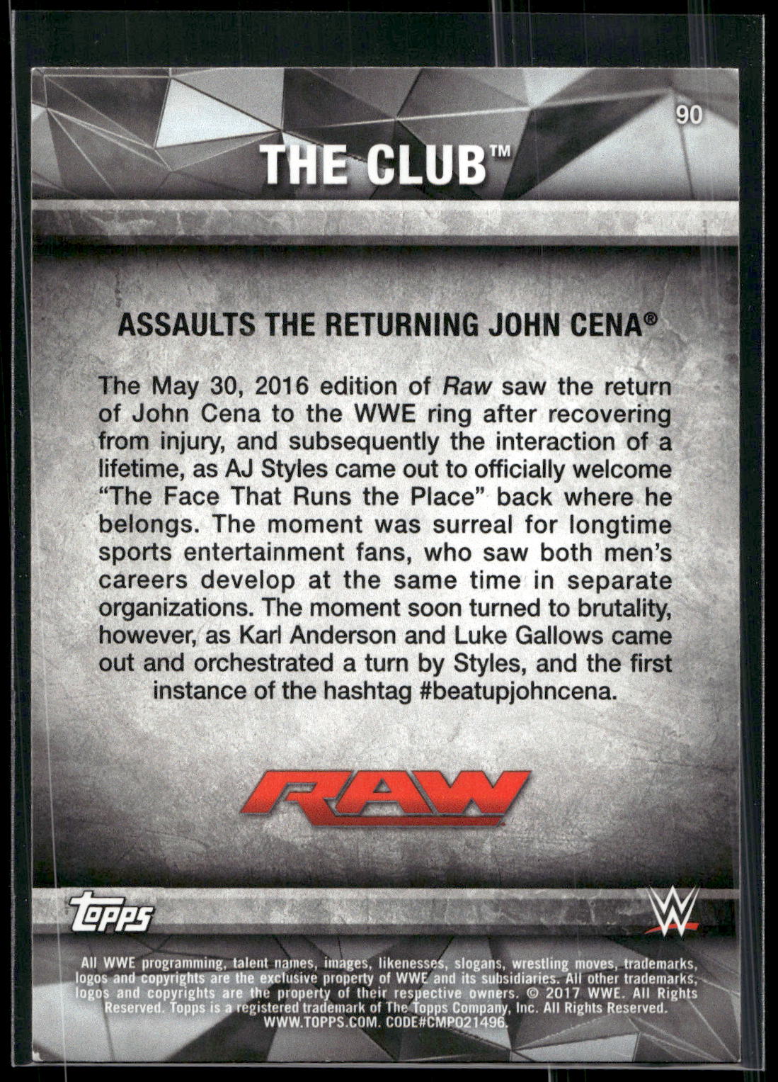 2017 Topps WWE Road To Wrestlemania #90 The Club