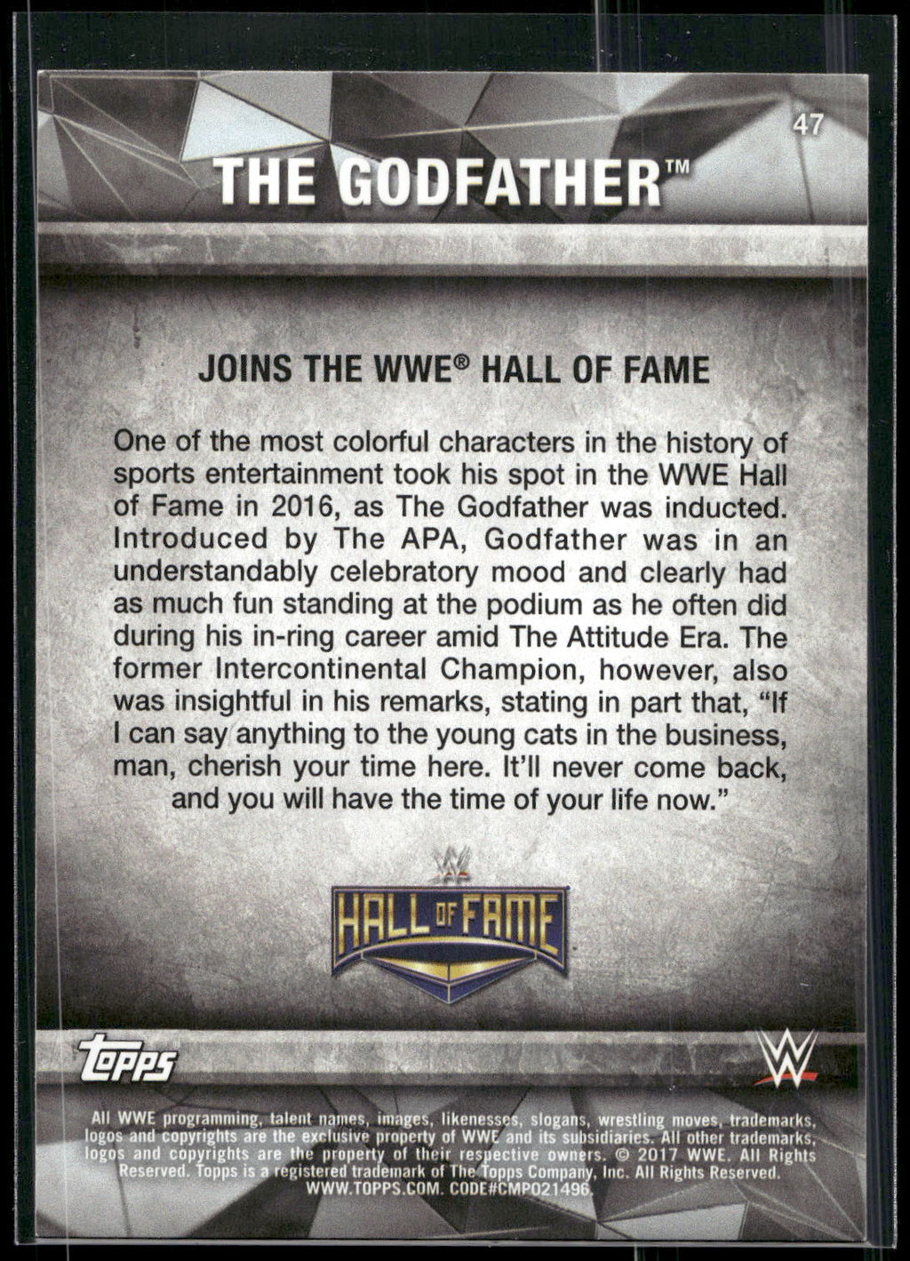2017 Topps WWE Road To Wrestlemania #47 The Godfather