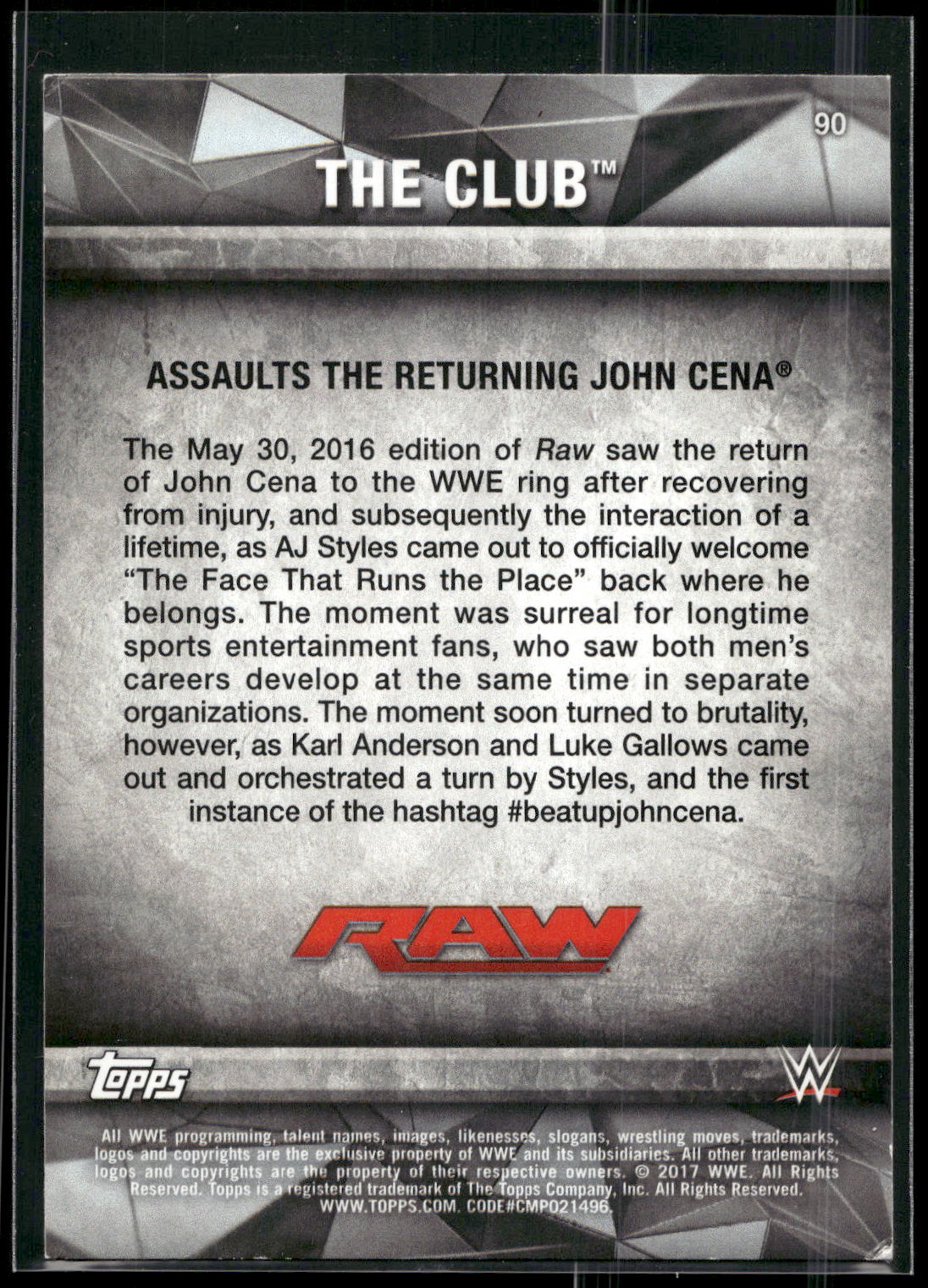 2017 Topps WWE Road To Wrestlemania #90 The Club