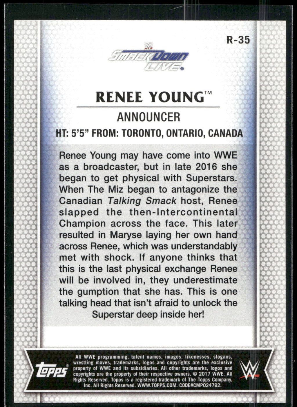 2017 Topps WWE Women's Division #R-35 Renee Young