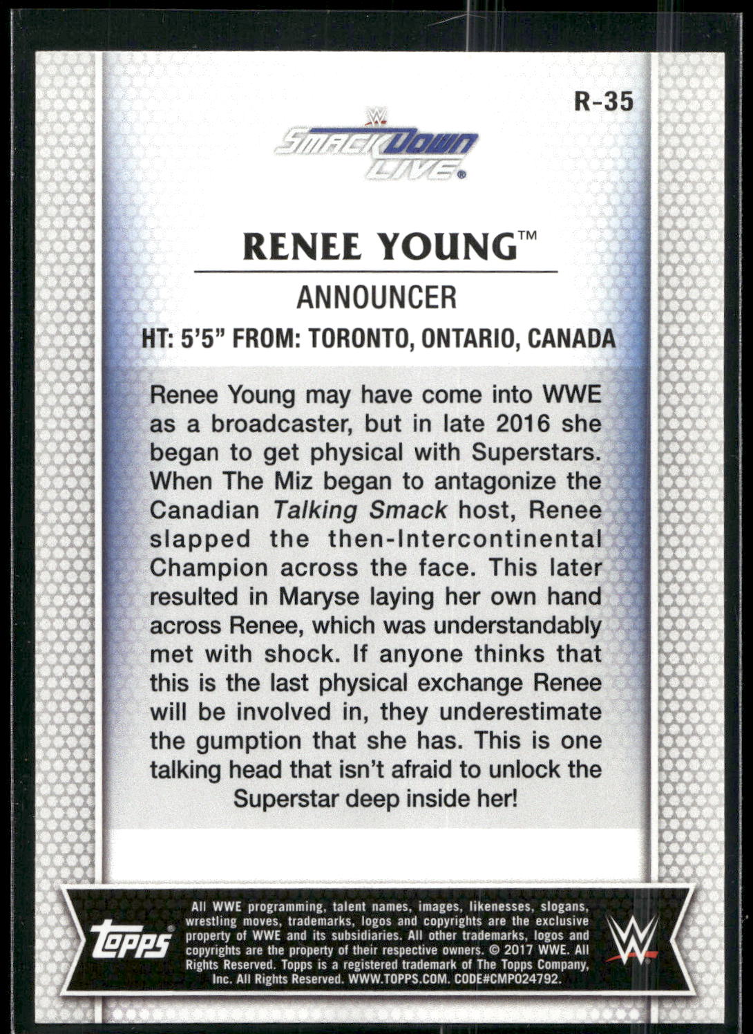 2017 Topps WWE Women's Division #R-35 Renee Young