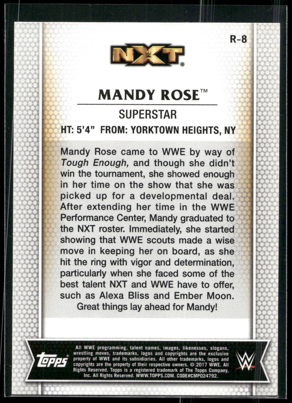 2017 Topps WWE Women's Division #R-8 Mandy Rose