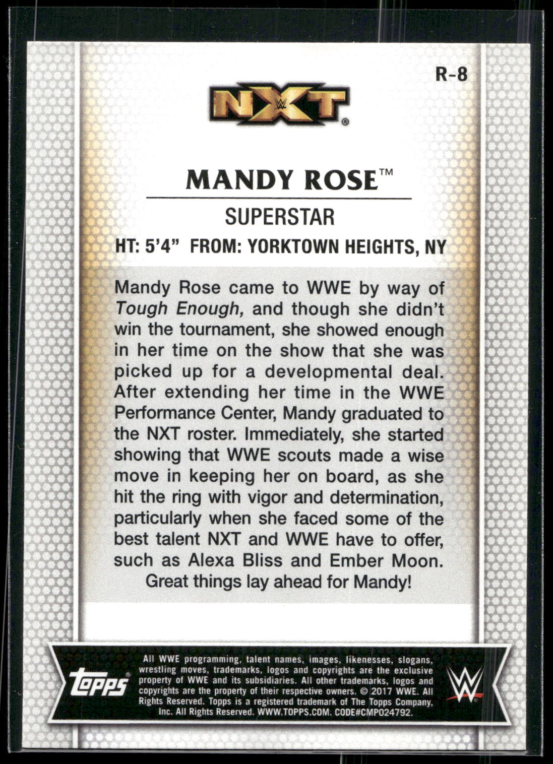 2017 Topps WWE Women's Division #R-8 Mandy Rose