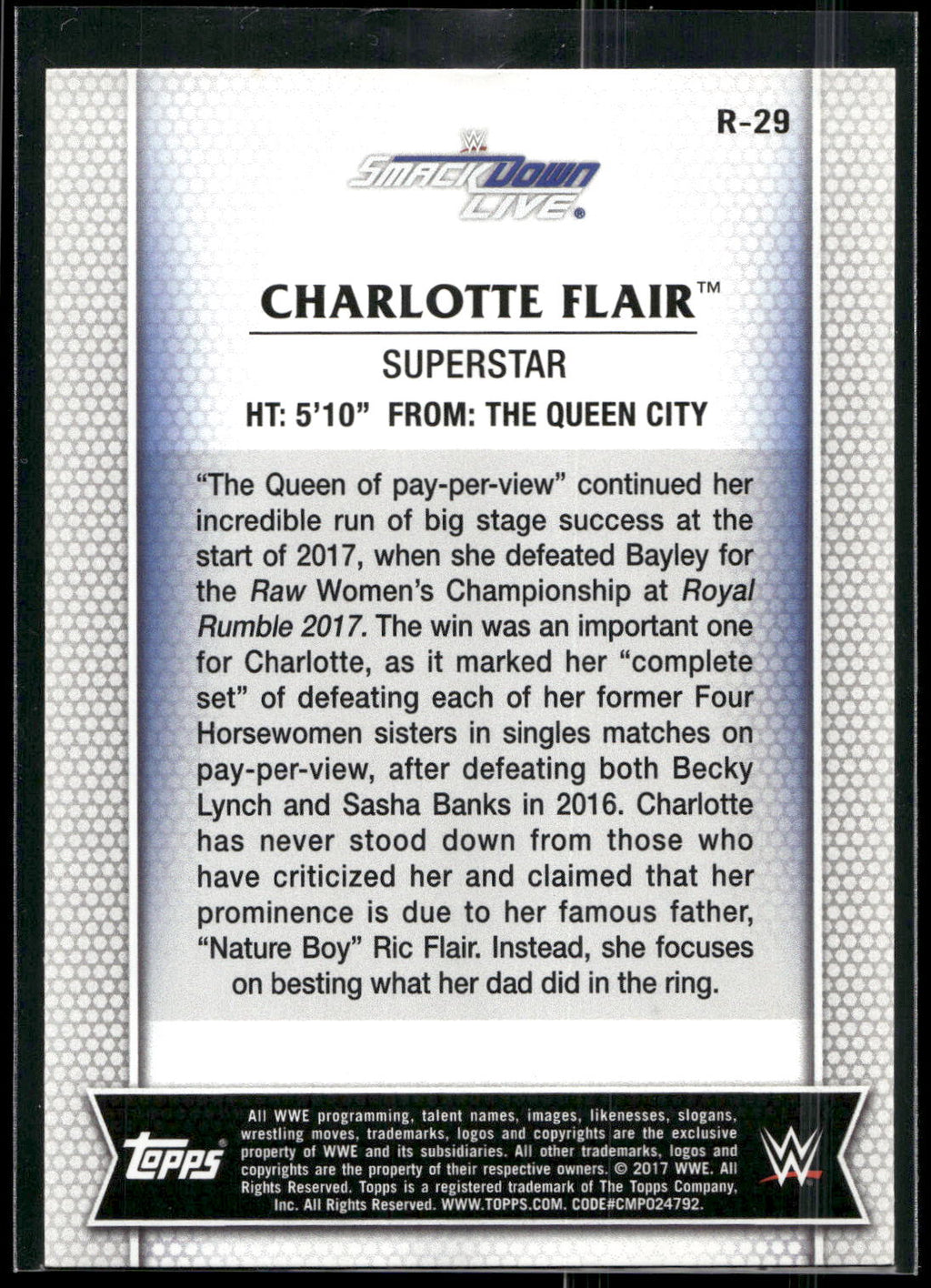 2017 Topps WWE Women's Division #R-29 Charlotte Flair