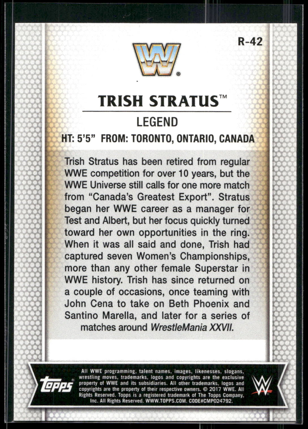 2017 Topps WWE Women's Division #R-42 Trish Stratus