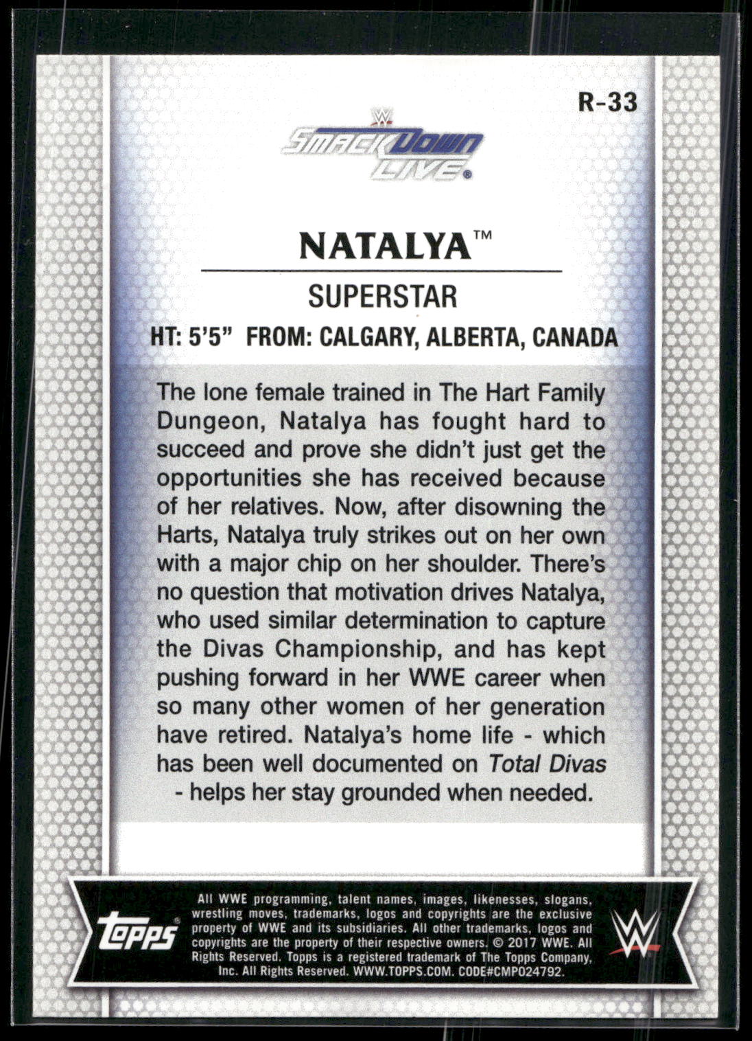 2017 Topps WWE Women's Division #R-33 Natalya