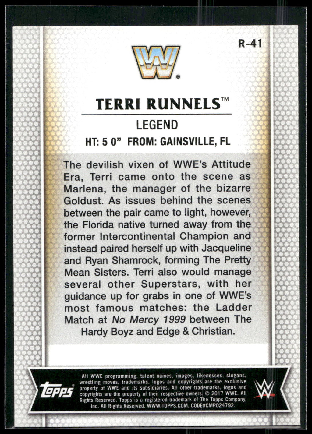 2017 Topps WWE Women's Division #R-41 Terri Runnels