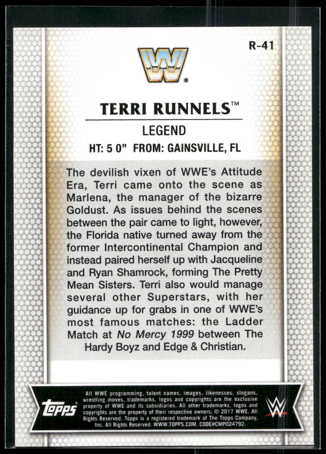 2017 Topps WWE Women's Division #R-41 Terri Runnels