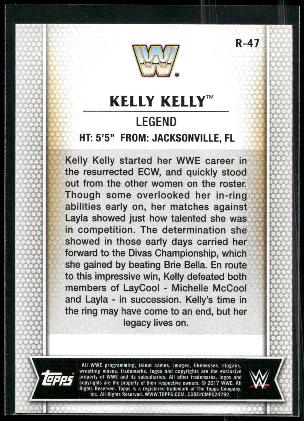 2017 Topps WWE Women's Division #R-47 Kelly Kelly