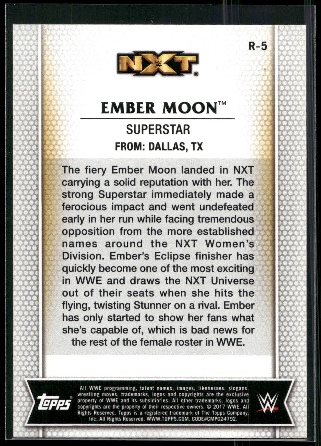 2017 Topps WWE Women's Division #R-5 Ember Moon